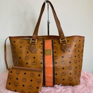 Authentic MCM Visetos Large Tote w/Pouch